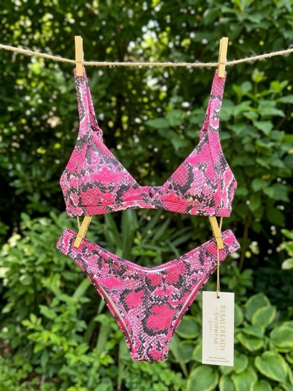 Zaful Pink Snake Print Bikini Set
